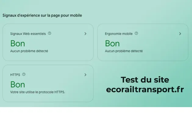 Image smartphone Rapport lighthouse site ECORAIL Transport cree par socotic agence web et digital a proximite de notre-dame-des-landes 44130