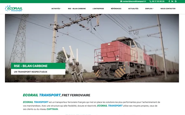 Image page d'accueil site Ecorail Transport créé par SOCOTIC agence web et digital installe a proximite de notre-dame-des-landes 44130