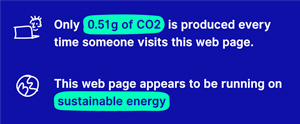 Exemple de test co,sommation carbone recu gratuitement concernant une page site web
